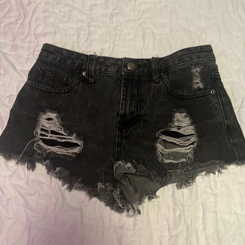 Black ripped Jean shorts barley born